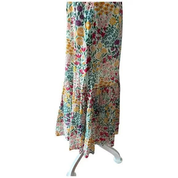 Olivia James The Label Delia Floral Midi Dress Lined Ruffle Size M
